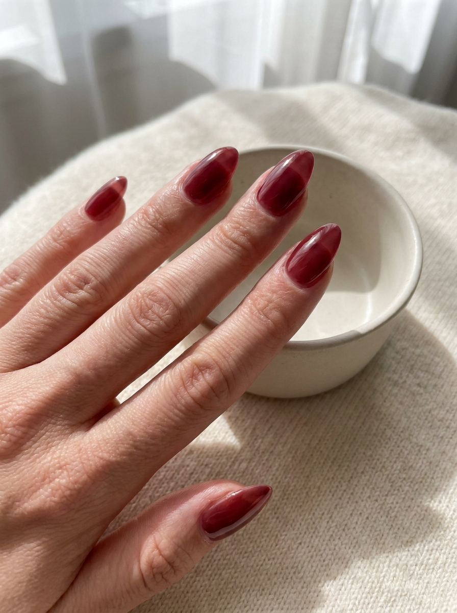 Burgundy Jelly Nails – gepflegte Nagelidee 2026